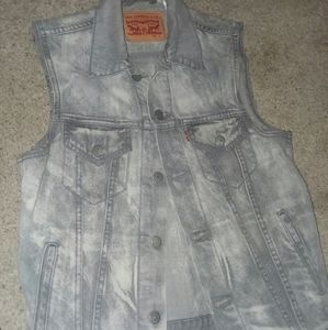 Levi gray jean vest